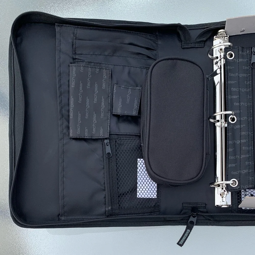 Tech Gear Mega Filled Black and Grey Padded 3-Ring Binder Organizer